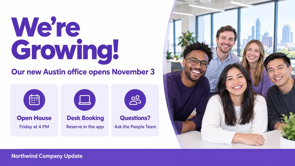 Company update screen example