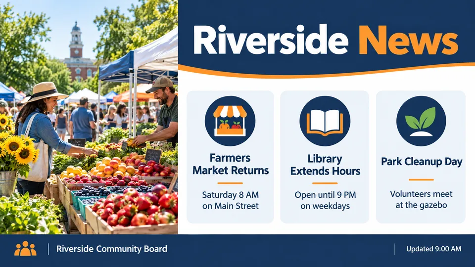 Community news screen example