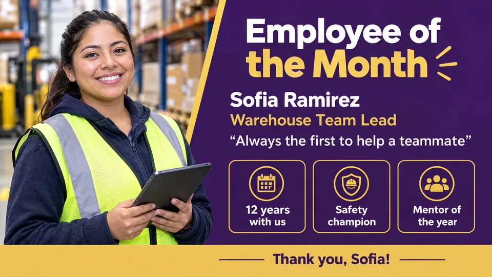 Employee of the month screen example