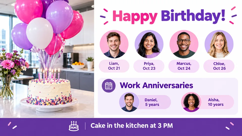 Birthdays screen example