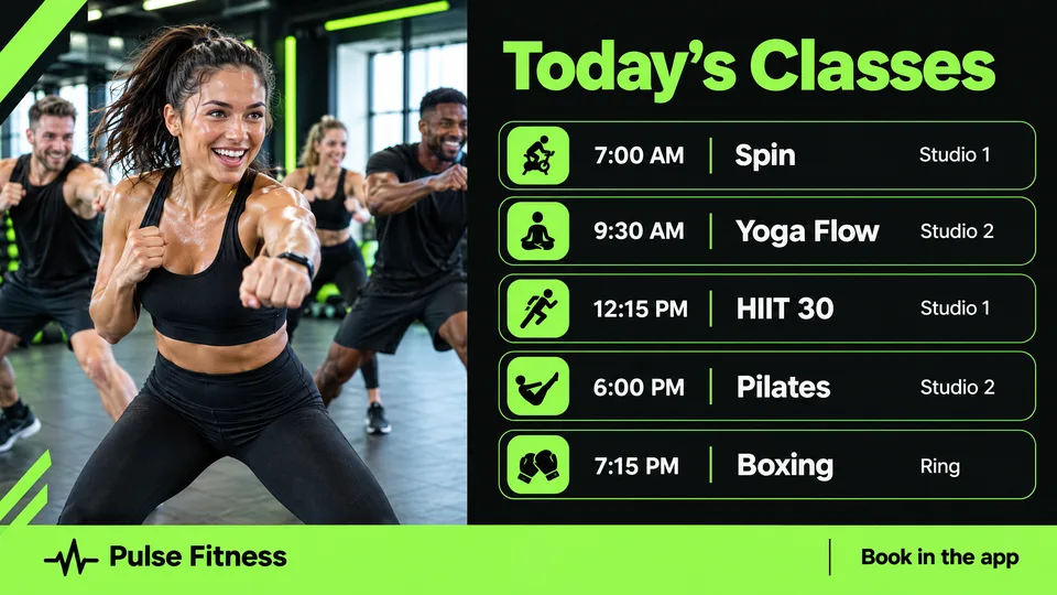 Class timetable screen example