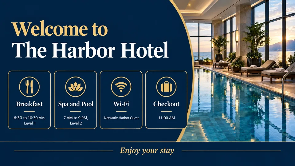 Hotel welcome screen example