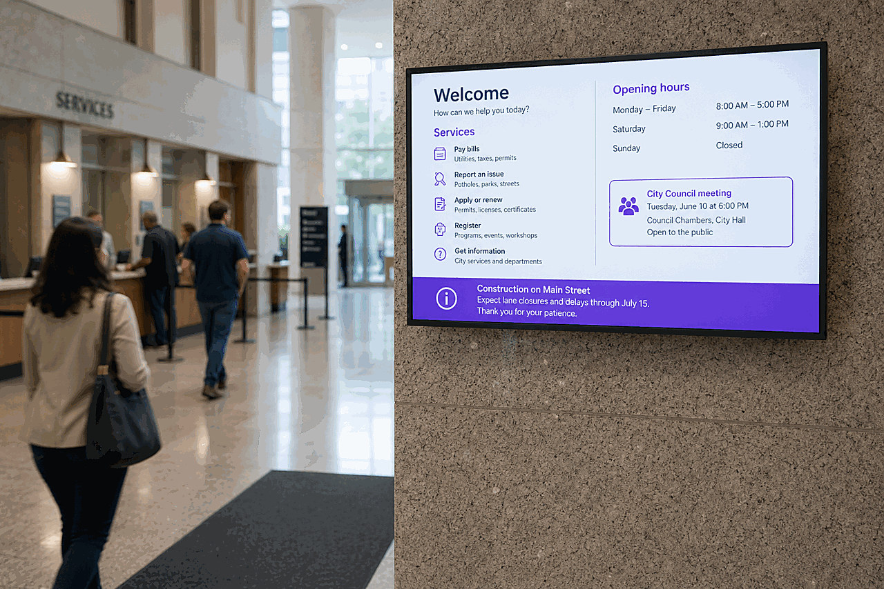 City hall, public sector digital signage