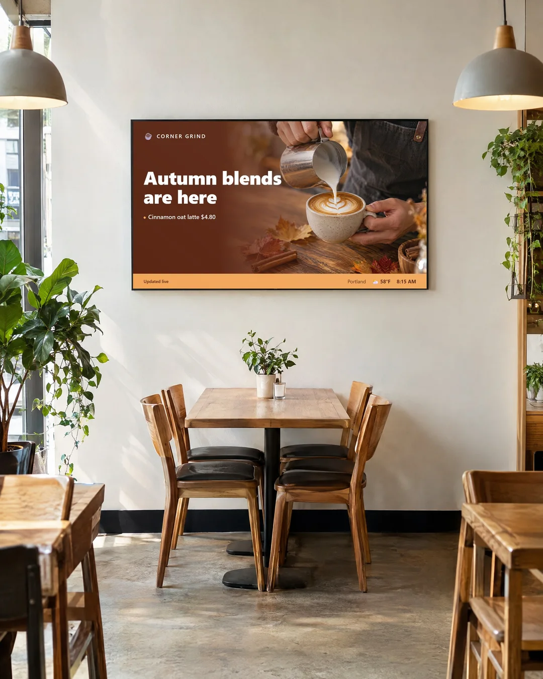 SignageTube screen in a cafe