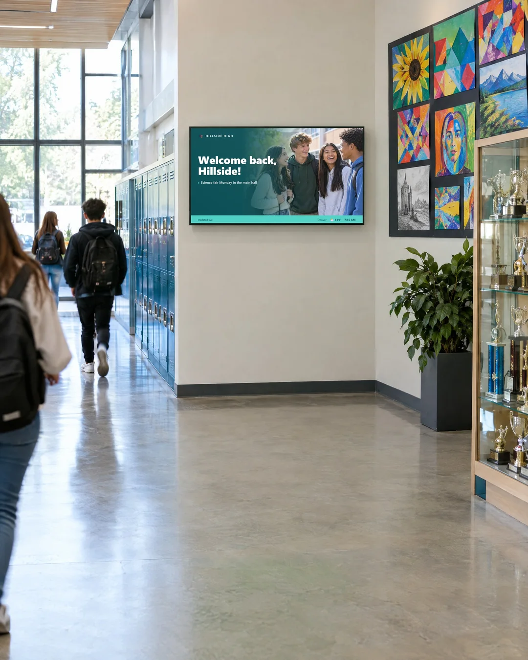 SignageTube screen in a school