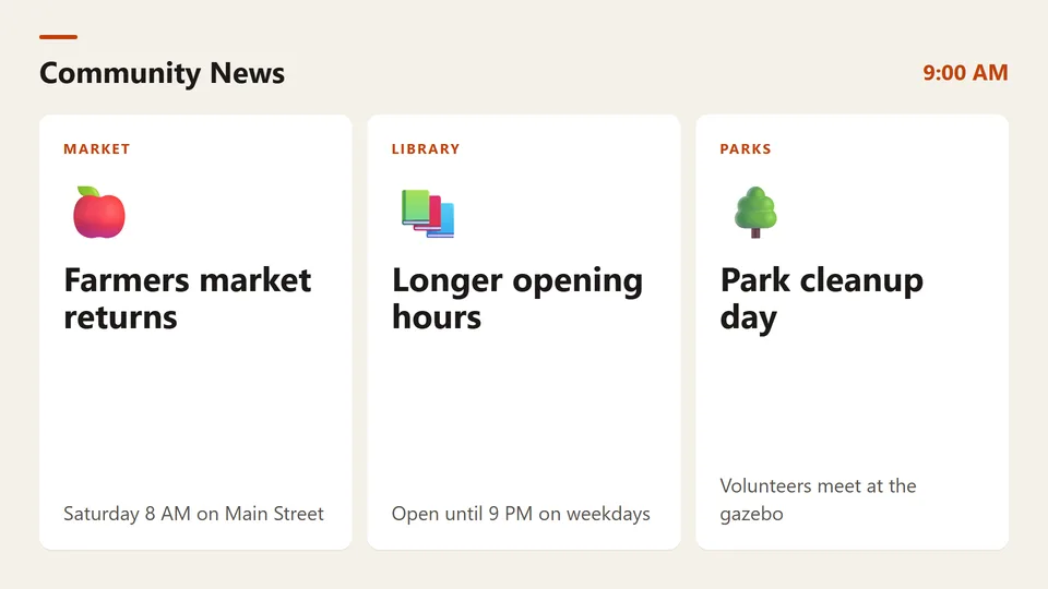 Company news example screen