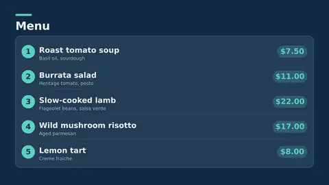 Cafeteria screen showing a Live Page
