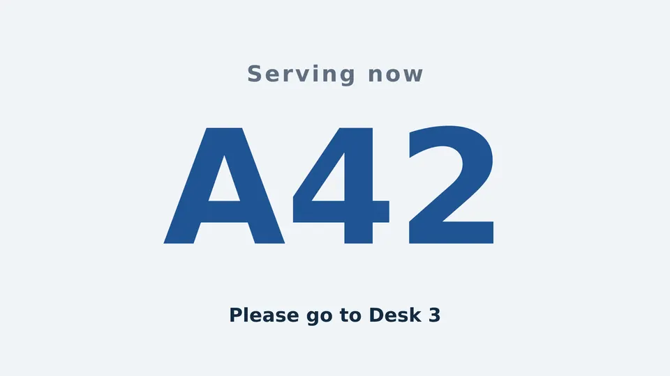 Now serving Live Page, centered number layout