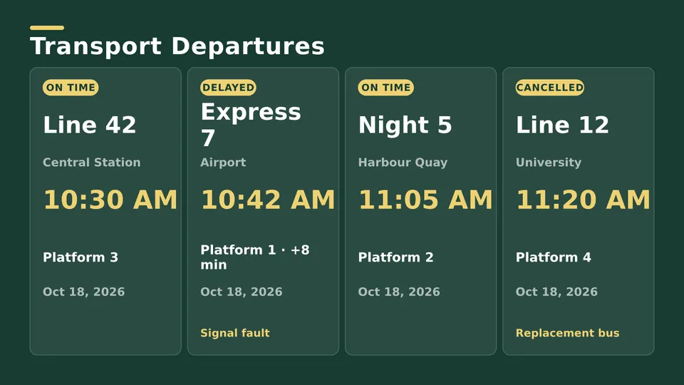 Transport departures Live Page