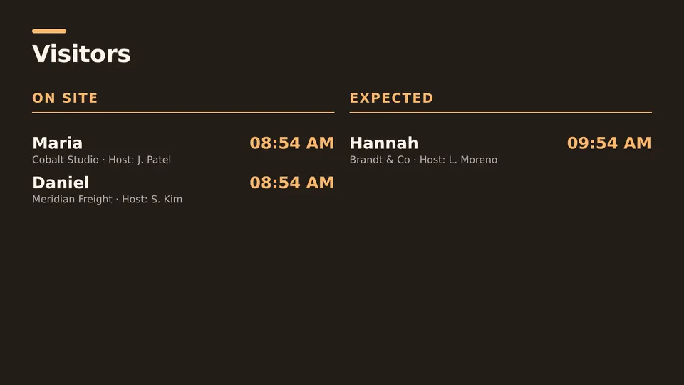 Visitors Live Page, arrivals layout