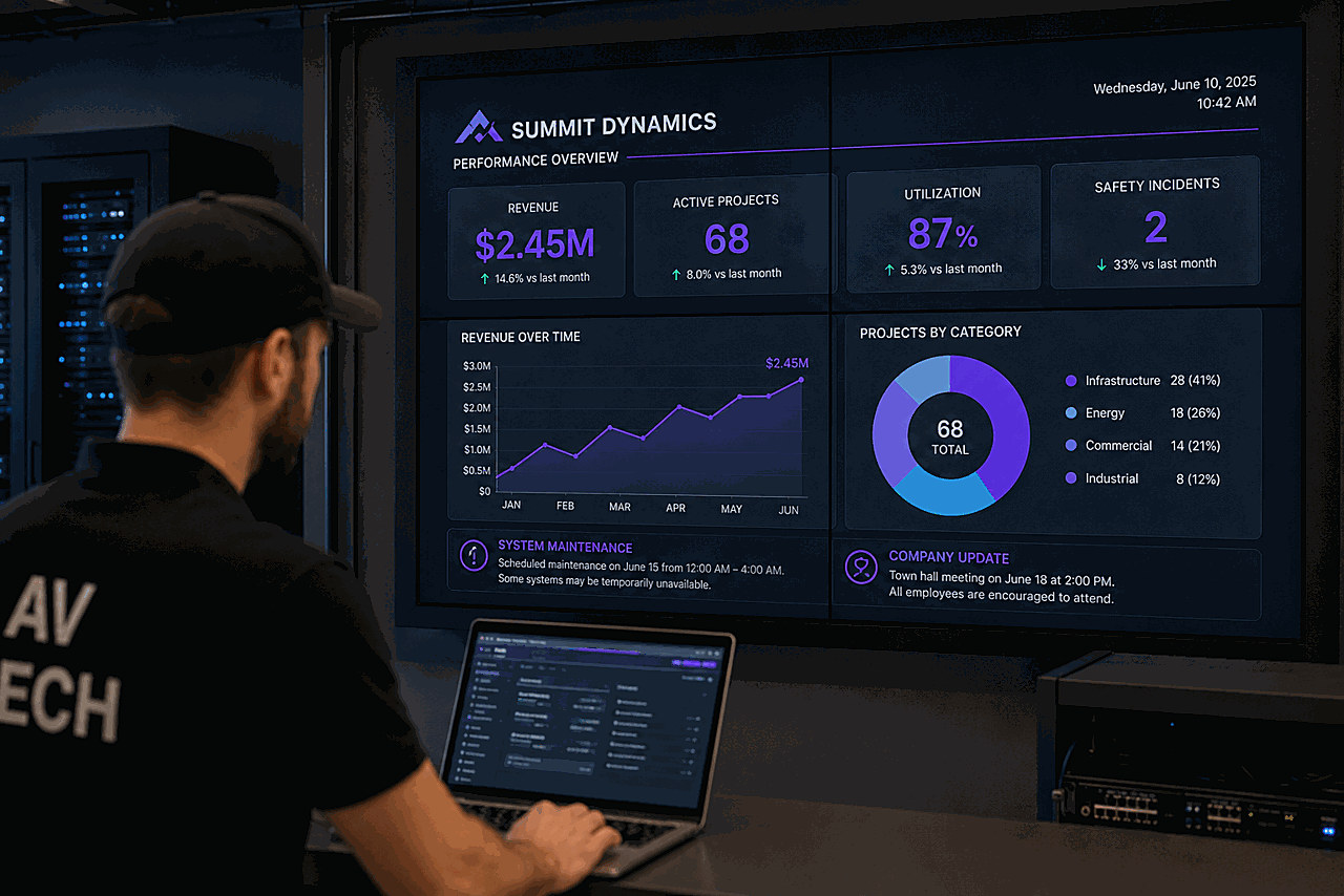 AV integrator managing a video wall