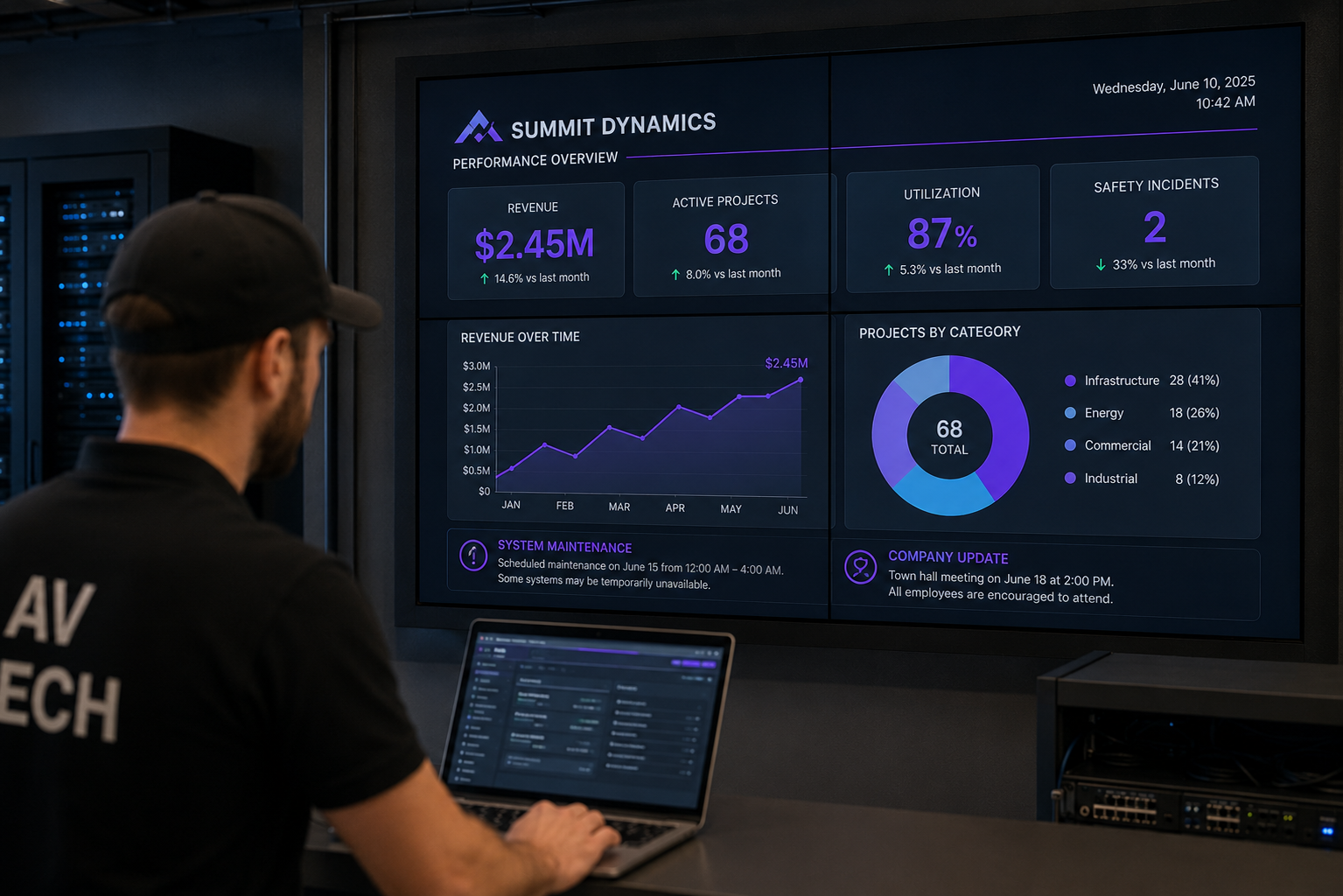 AV integrator managing a video wall