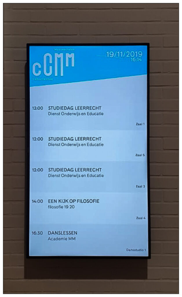 Cultureel Centrum van Maasmechelen using SignageTube Live and YesPlan integration