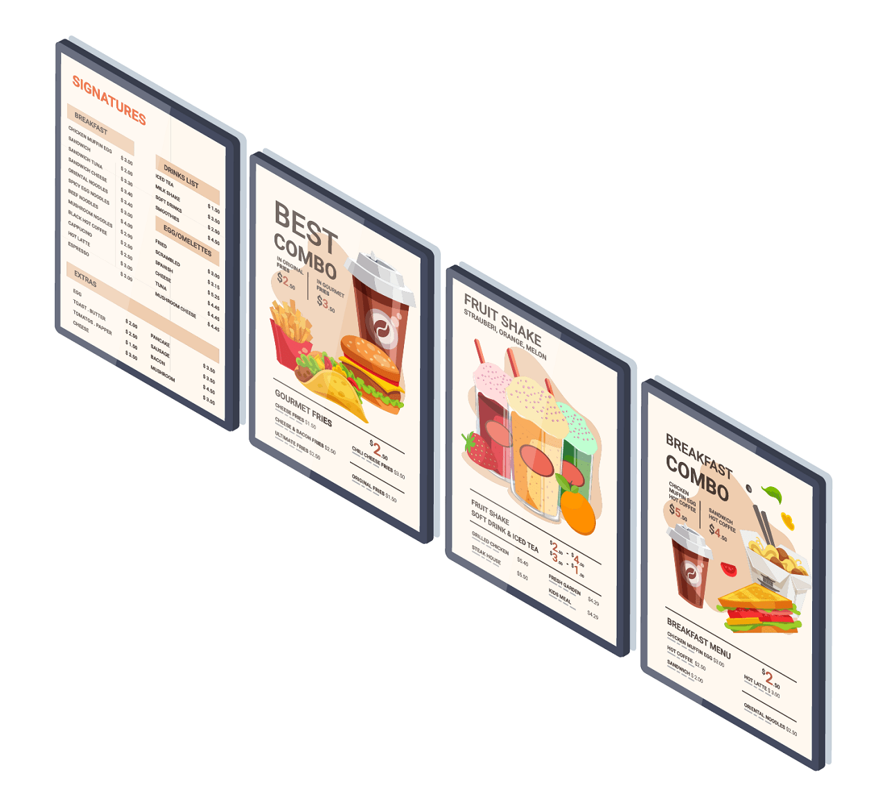 digital menu display for restaurants