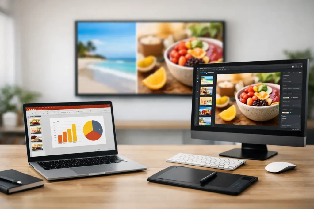 Digital Signage PowerPoint vs Canva