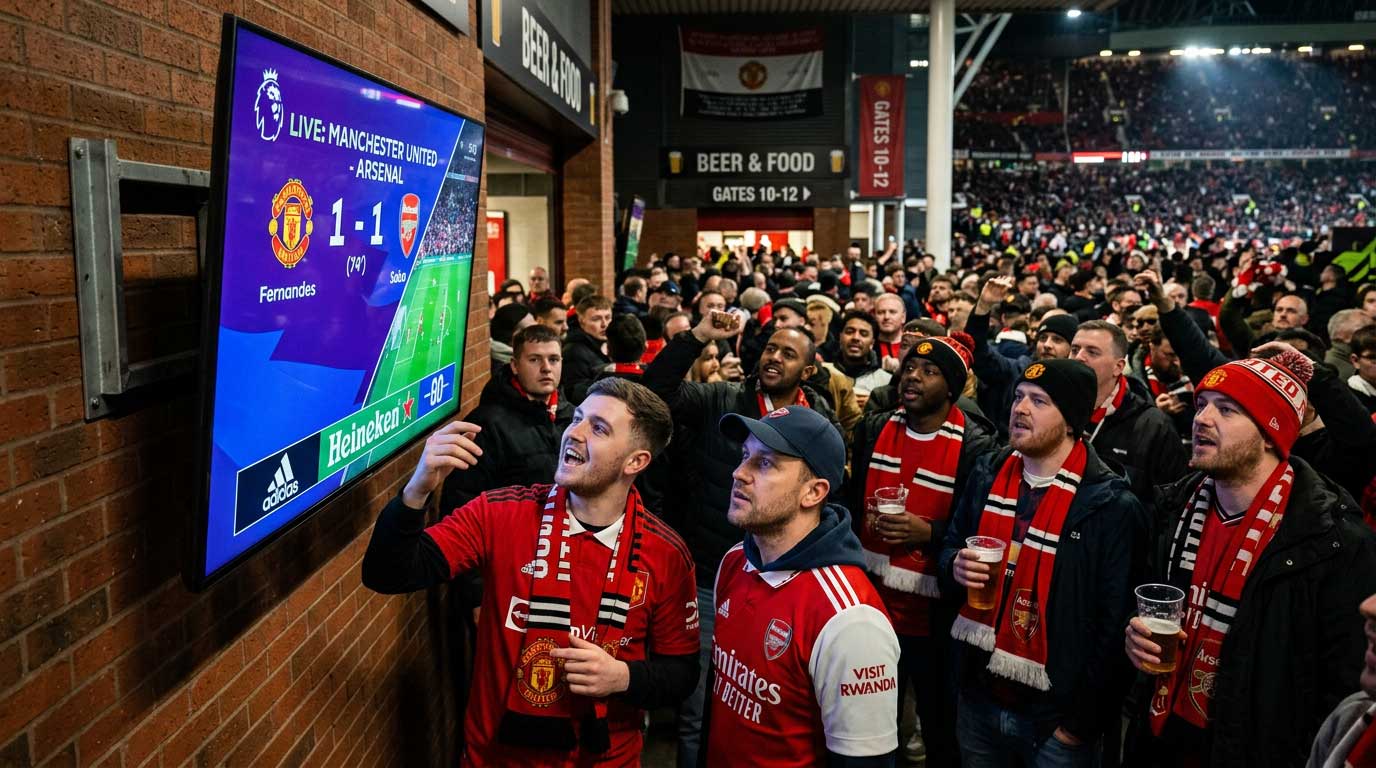 television screen with real-time sport scores for digital signage