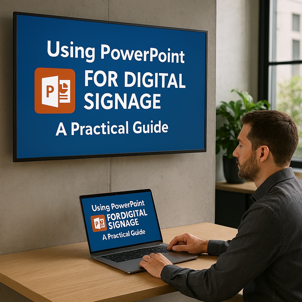 Using Microsoft PowerPoint for digital signage television screens and advertising