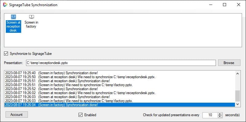 SignageTube synchronization tool