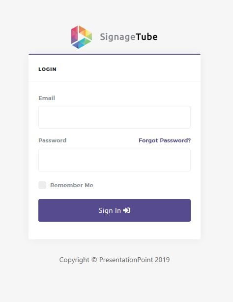 The SignageTube web application control panel