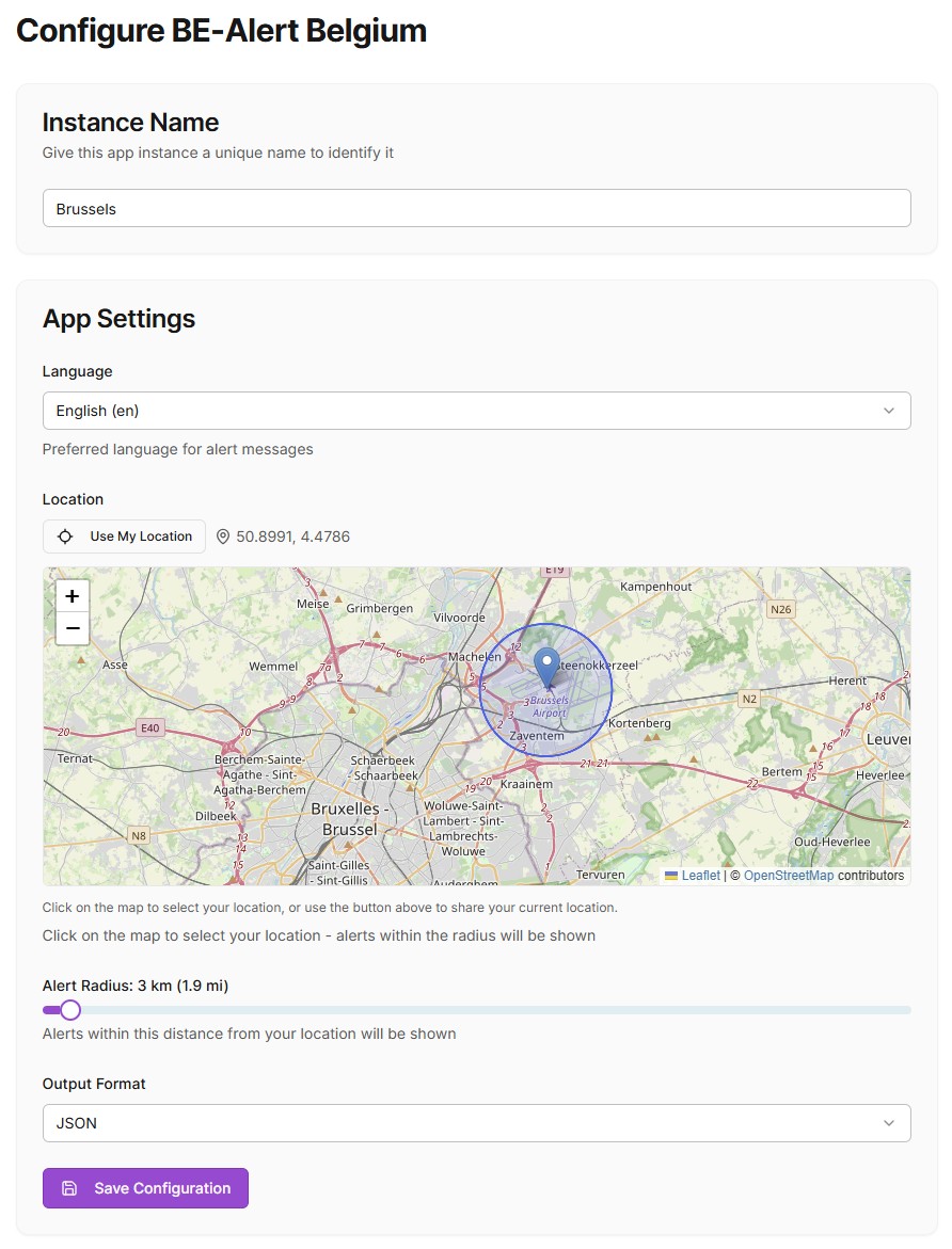 signagetube apps be-alert config
