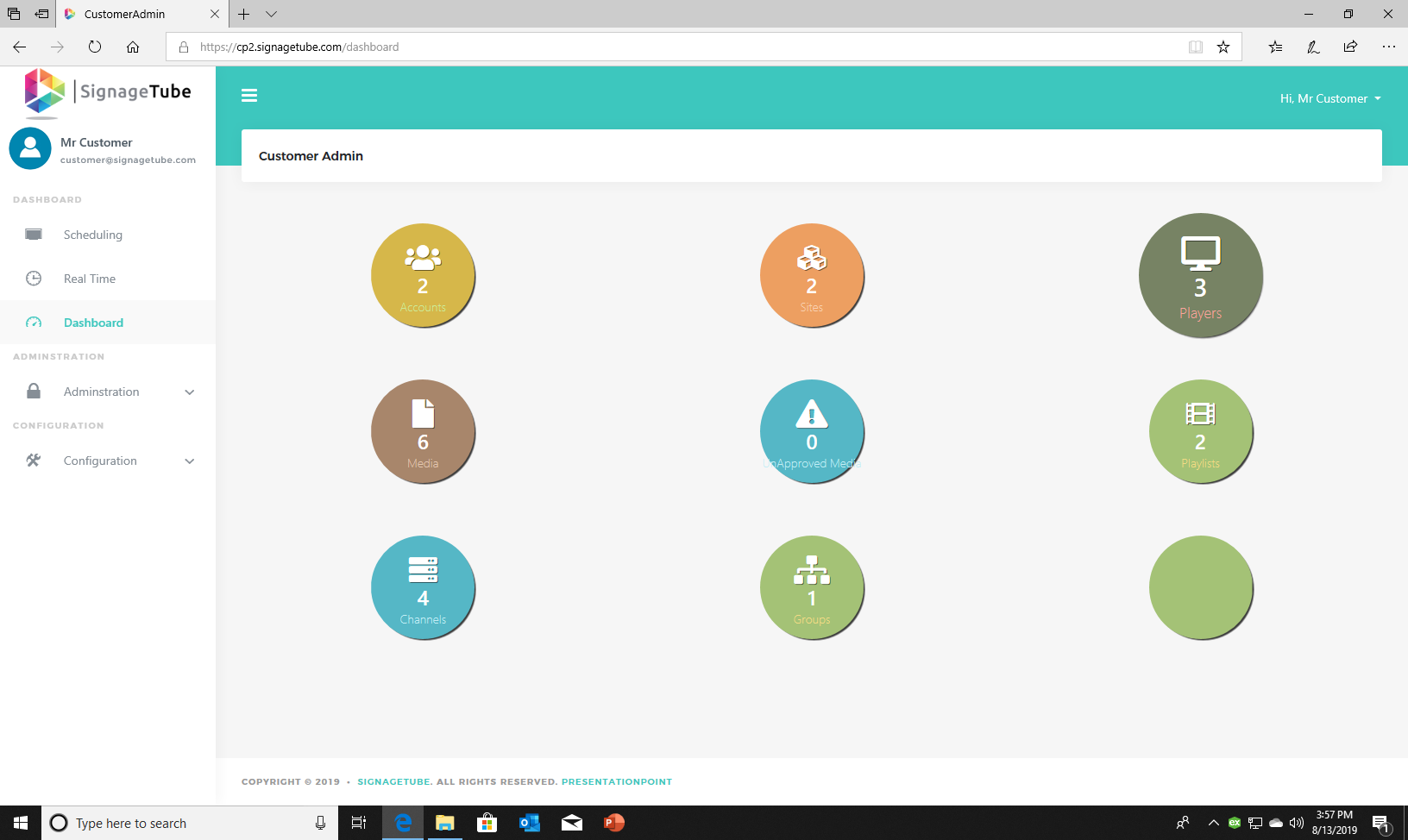 Screenshot displaying statistics for accounts, sites, players, and more