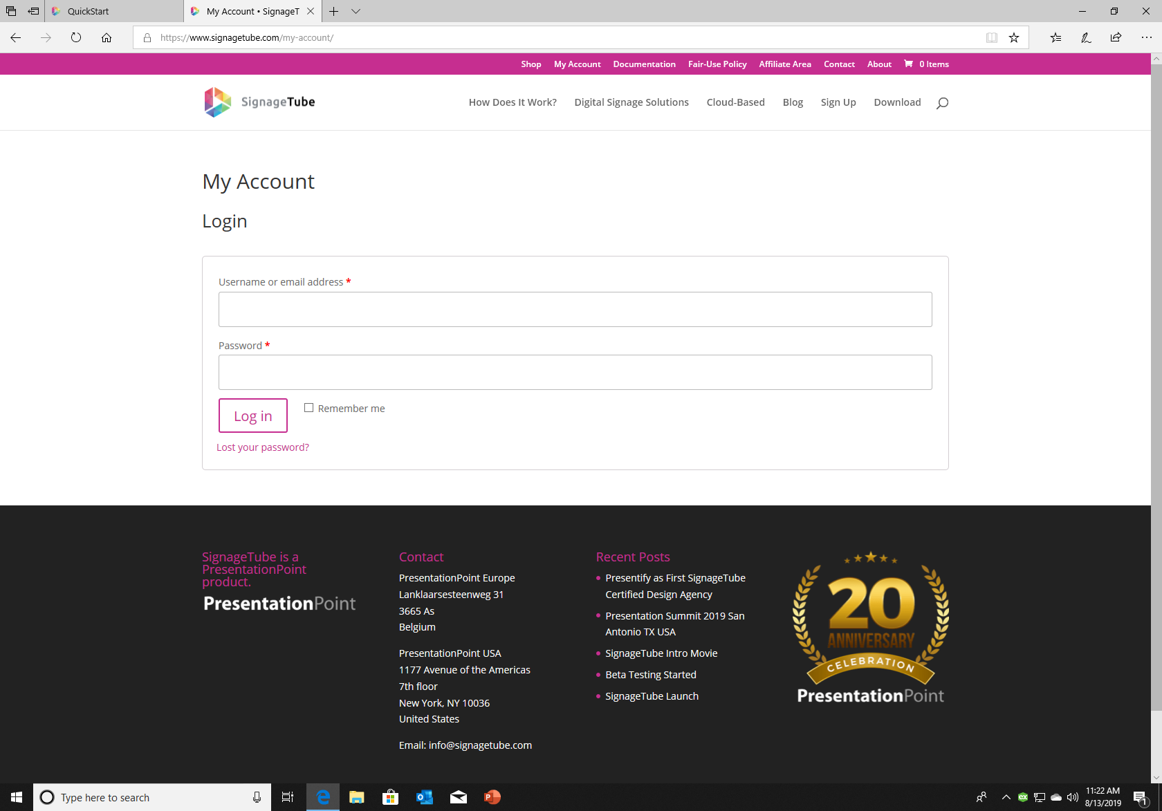 Login form screenshot showing email and password fields