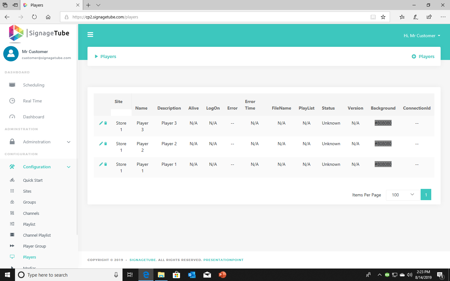 Screenshot of the page for adding devices to play media files